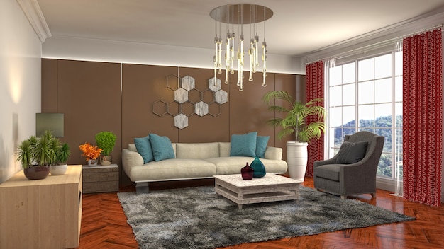 Illustration of the living room interior