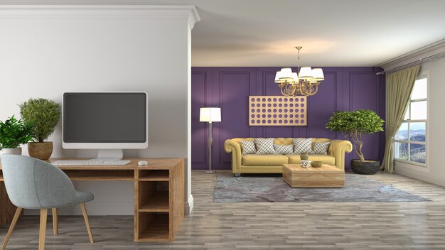 Illustration of a living room interior