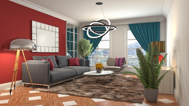 Illustration of a living room interior