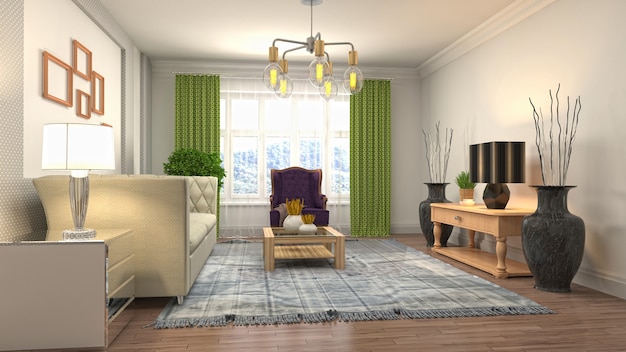 Illustration of a living room interior