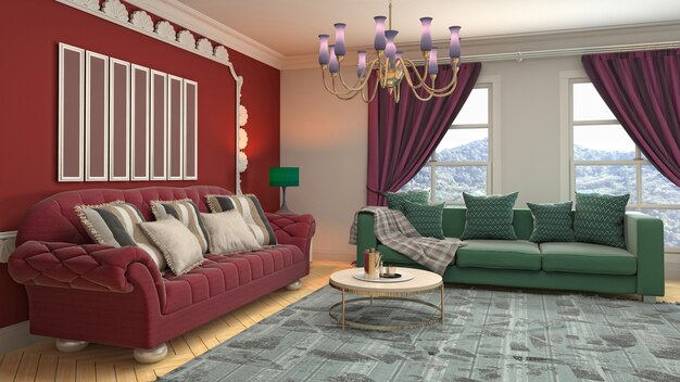 Illustration of a living room interior