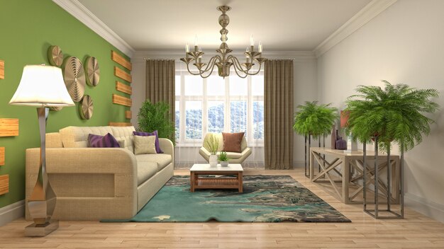 Illustration of a living room interior