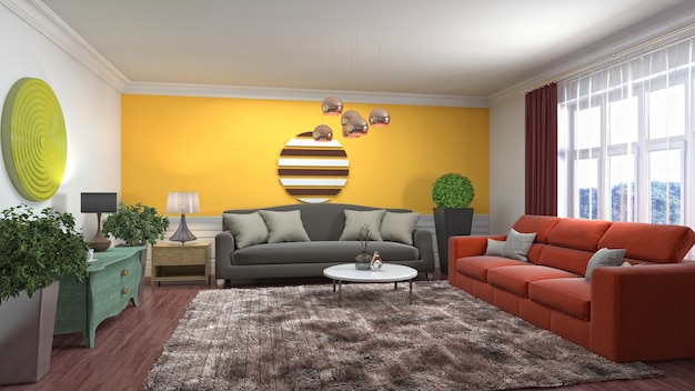 Illustration of a living room interior