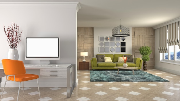 Illustration of a living room interior