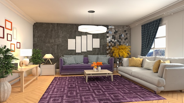 Illustration of a living room interior