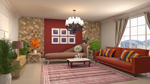 Illustration of a living room interior