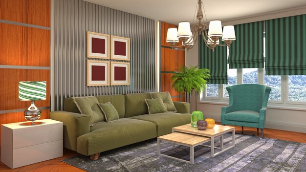 Illustration of a living room interior