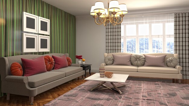 Illustration of a living room interior