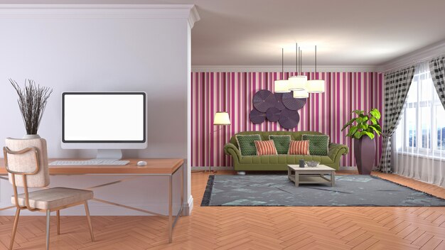 Illustration of a living room interior