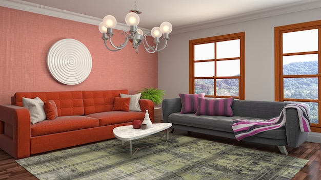 Illustration of a living room interior