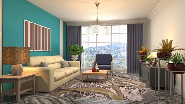 Illustration of a living room interior