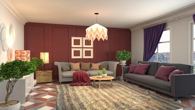 Illustration of a living room interior