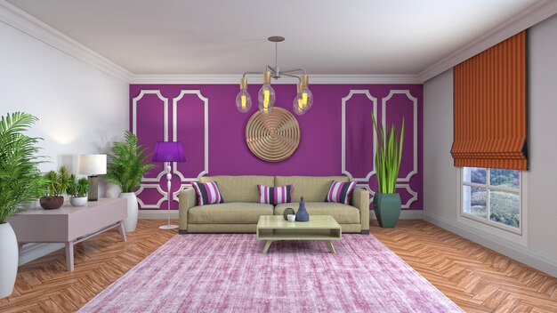 Illustration of a living room interior