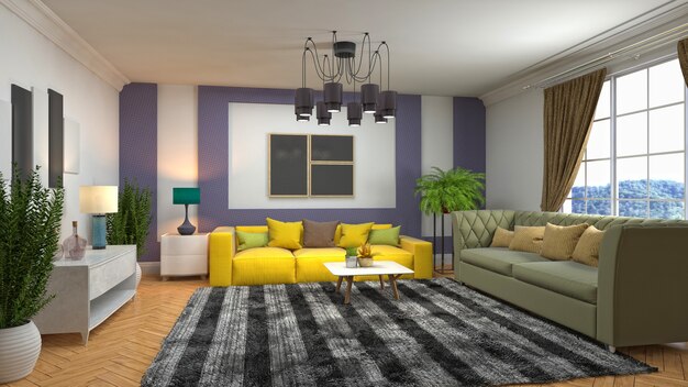 Illustration of a living room interior