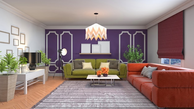 Illustration of a living room interior