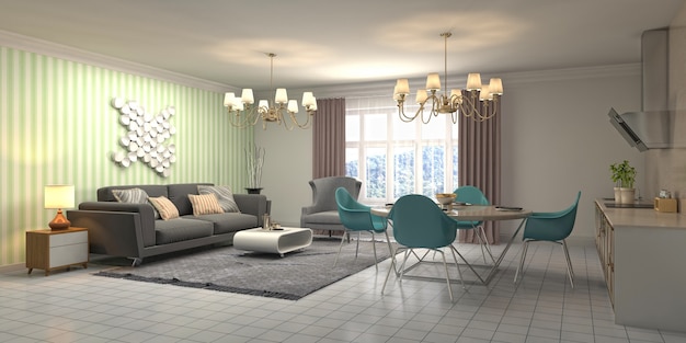 Photo illustration of a living room interior