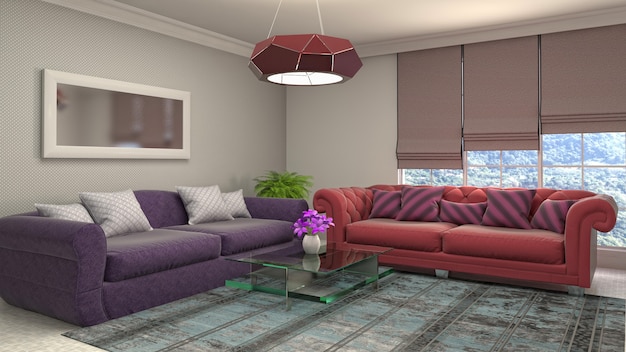 Illustration of a living room interior