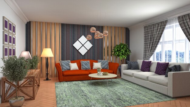 Illustration of a living room interior