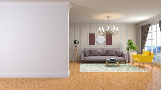 Illustration of a living room interior