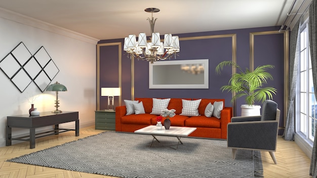 Illustration of a living room interior