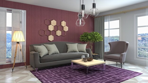 Illustration of a living room interior