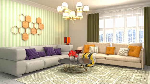 Illustration of a living room interior