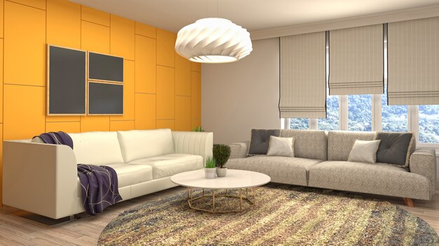 Illustration of a living room interior