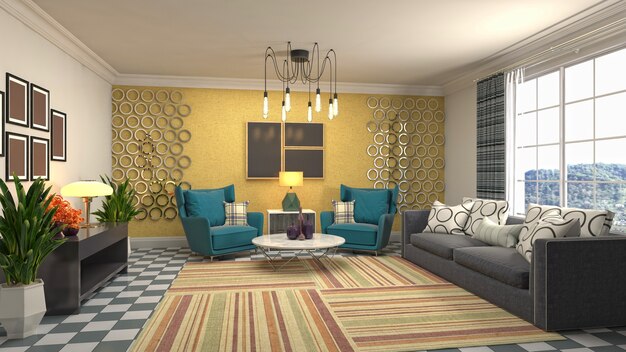 Illustration of a living room interior