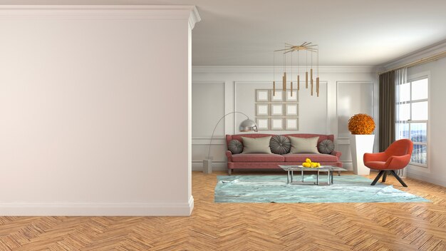 Illustration of a living room interior