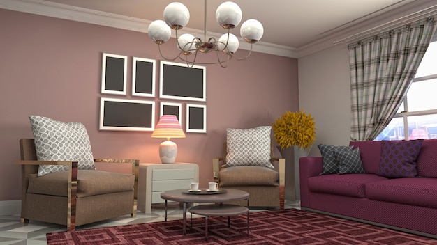 Illustration of the living room interior