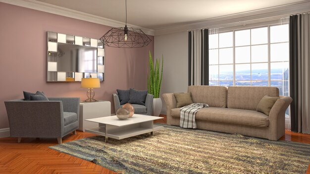 Illustration of the living room interior