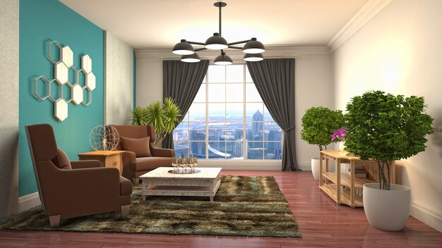 Illustration of the living room interior