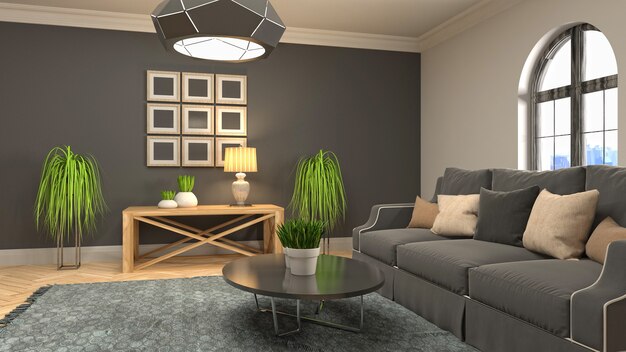 Illustration of the living room interior