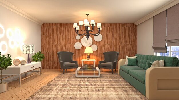 Illustration of the living room interior