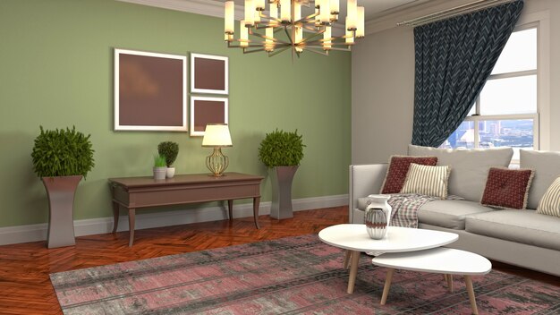 Illustration of the living room interior