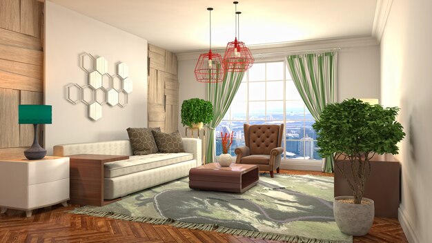 Illustration of the living room interior