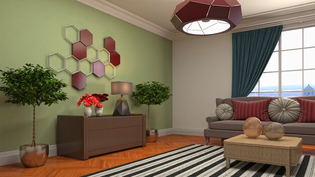 Illustration of the living room interior