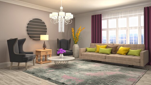 Illustration of the living room interior