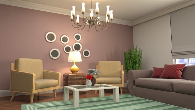 Illustration of the living room interior