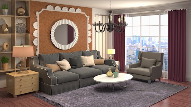 Illustration of the living room interior