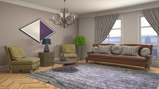 Illustration of the living room interior