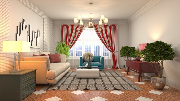 Illustration of the living room interior