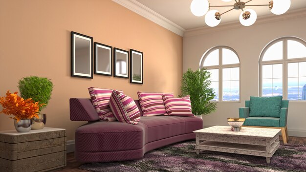 Illustration of the living room interior