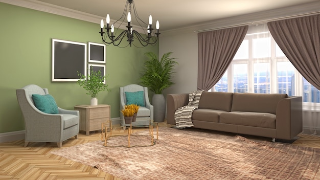 Illustration of the living room interior