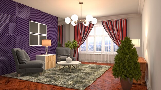 Illustration of the living room interior