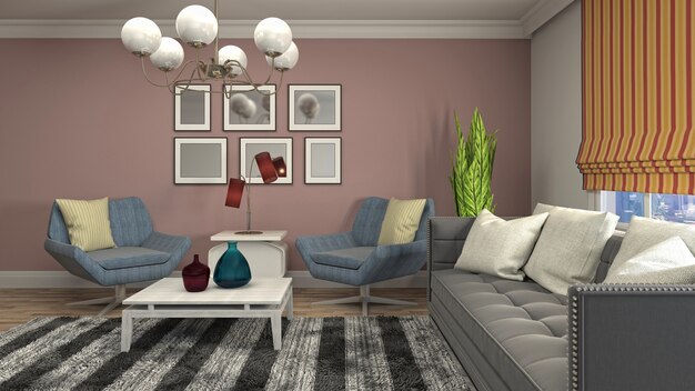 Illustration of the living room interior