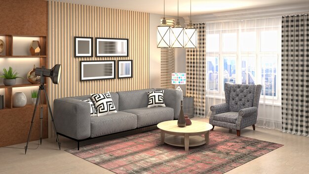 Illustration of the living room interior