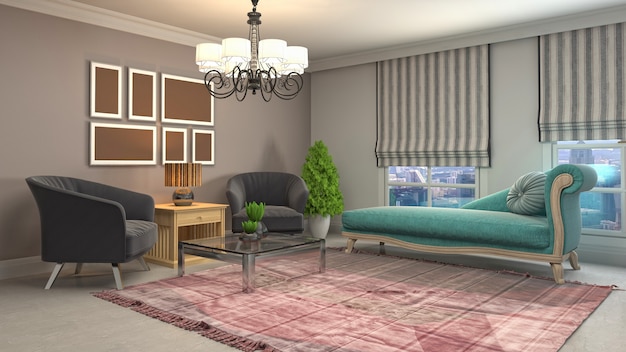 Illustration of the living room interior