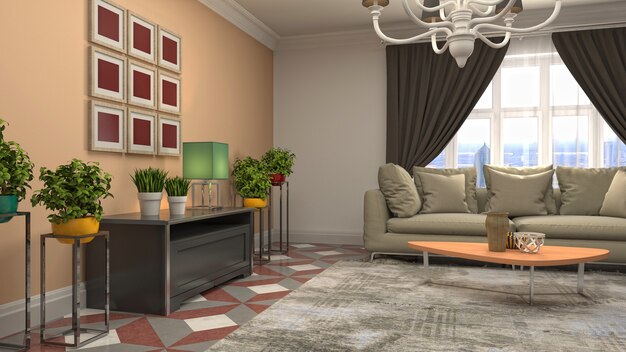 Illustration of the living room interior