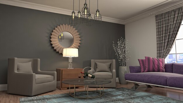 Illustration of the living room interior